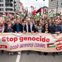 Peter Mertens marches in solidarity with Palestine in Brussels (Photo: Peter Mertens MP/X)