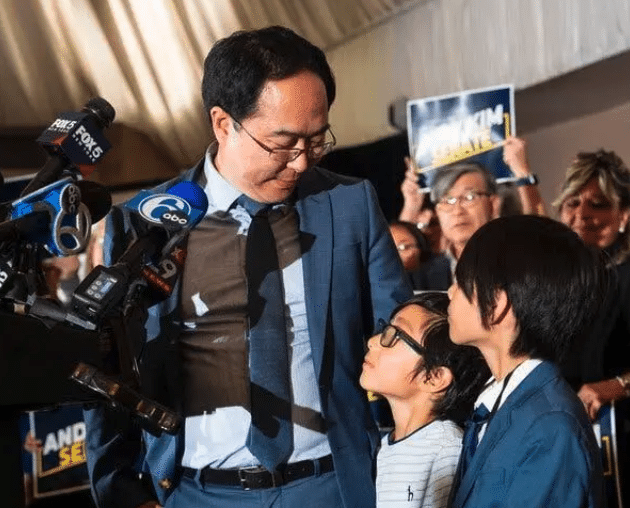 | Warmonger Andy Kim celebrates election night victory with his young sons Source nytimescom | MR Online