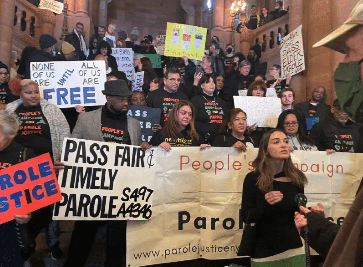 | A rally to urge state lawmakers to support legislation to revamp the states parole system November 8 2024 Credit Jared Chausow | MR Online