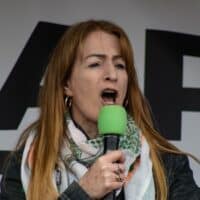 Clare Daly speaking at a national demonstration for Palestine, London. Photo: Steve Eason / CC BY-NC 2.0