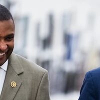 Reps. Jared Golden ( D-Maine), right, and Don Davis (D-N.C.) are seen in Washington, D.C. on Tuesday, April 30, 2024. (Photo: Tom Williams/CQ-Roll Call, Inc via Getty Images)