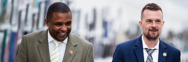  | Reps Jared Golden  D Maine right and Don Davis D NC are seen in Washington DC on Tuesday April 30 2024 Photo Tom WilliamsCQ Roll Call Inc via Getty Images | MR Online