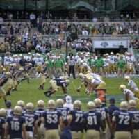  | Notre Dame and Navy line up on scrimmage during the NCAA Emerald Isle Classic college football season opener Photo by Peter D LawlorUS NavyWikimedia Commons | MR Online