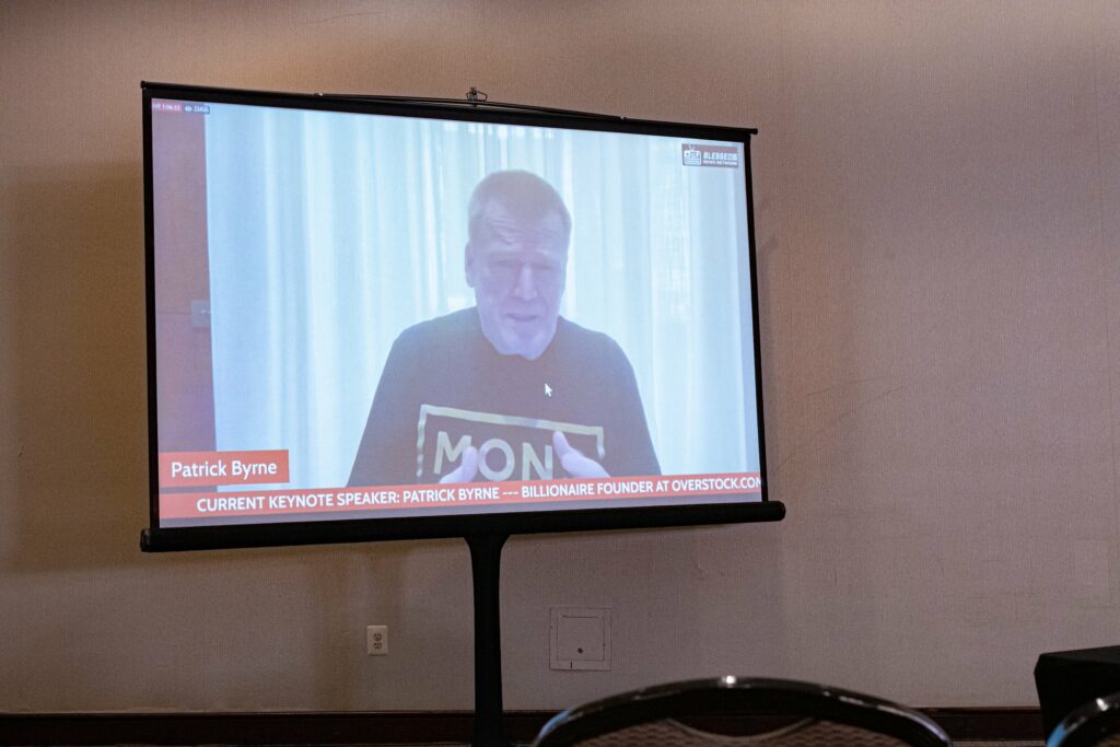 | Patrick Byrne former CEO of Overstockcom speaks via live stream at the January 6 Pardon press conference in Washington DC January 2025 | MR Online