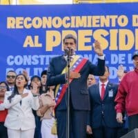 After the official ceremony in the National Assembly, Nicolás Maduro swore in with the people of Venezuela outside the Miraflores Palace. Photo: Zoe Alexandra