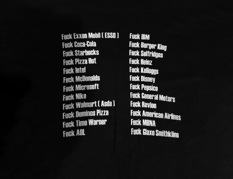 Back of Fuck Bush t shirt