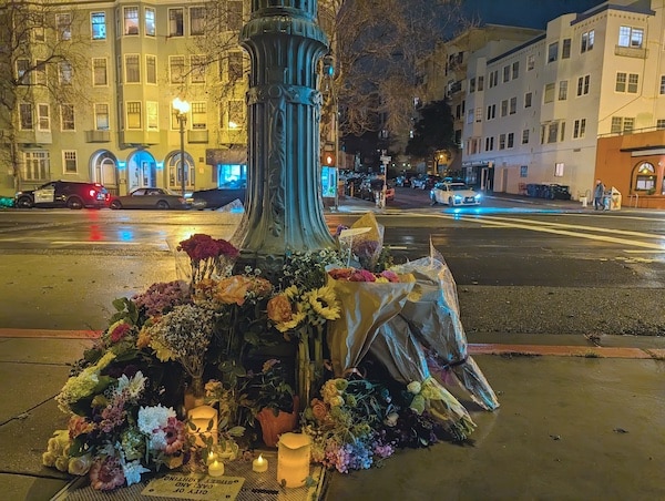  | Michael Burawoy died on Grand Avenue this week after being hit by a driver Within hours of his death a flower memorial popped up in his honor with many of his former students stopping by Credit Bryan Culbertson | MR Online