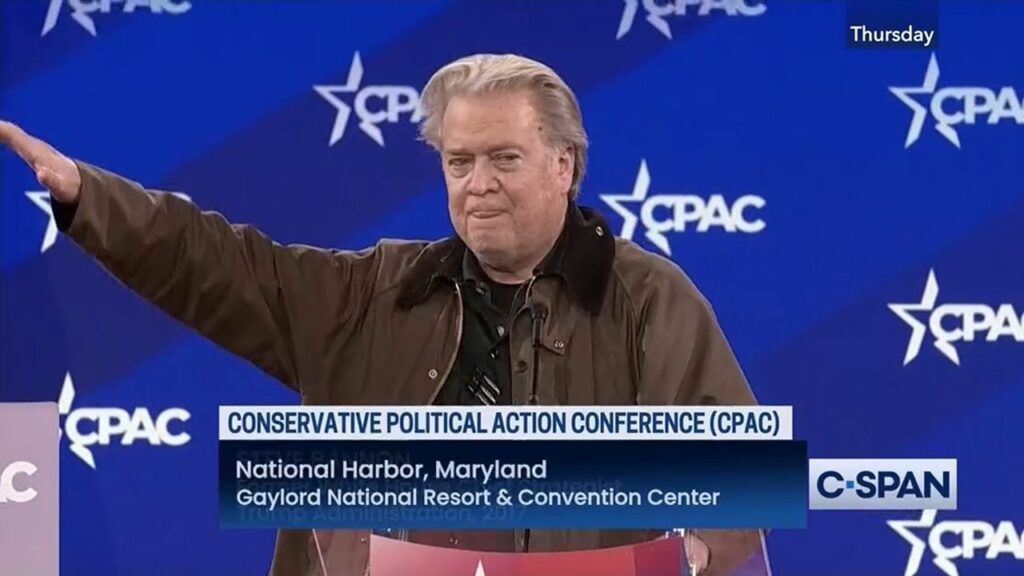 Steve Bannon gives a Nazi salute at CPAC February 20 2025 Photo C SPANorg