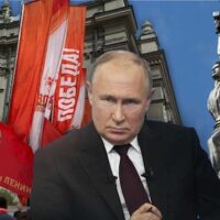 The Communist Party of the Russian Federation (CPRF) is in a difficult political situation, but it continues to carry on the class struggle against the capitalists who looted the Soviet people while also navigating the complexities of the war in Ukraine. | Putin photo via AP; Other photos: C.J. Atkins / People's World; Montage design: PW