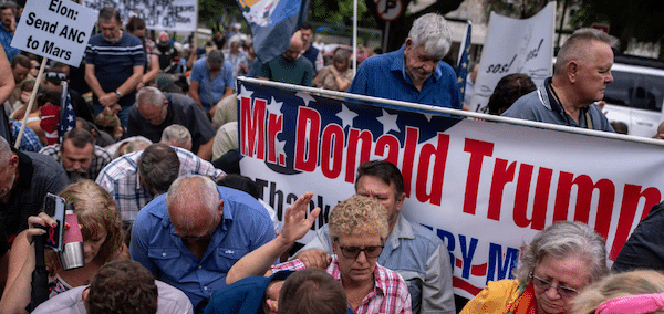  | White South Africans rallying in support of President Trump outside the US Embassy in Pretoria South Africa last month Photo Joao SilvaThe New York Times | MR Online