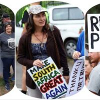 This series of photos was shared on the official Instagram account of the U.S. government-operated Voice of America - Africa radio network on Feb. 15, 2025, with the caption: "White South Africans gathered outside the U.S. embassy in Pretoria...to show their support for U.S. President Donald Trump after he criticized what he terms 'unjust' treatment of White South Africans." | Photos via @voaafrica on Instagram