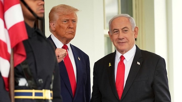  | President Donald Trump left greets Israels Prime Minister Benjamin Netanyahu at the White House Monday April 7 2025 in Washington AP PhotoEvan Vucci | MR Online