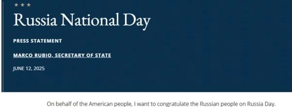 13 copy | MR Online Source httpswwwstategovreleasesoffice of the spokesperson202506russia national day Rubios benevolence squeezed his brief message to Russia between longer and warmer messages for the Philippines on its Independence Day and Britains King Charles III on his official birthday
