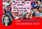 "Migration is not a crime, sanctioning a people is,” from a protest in Caracas.