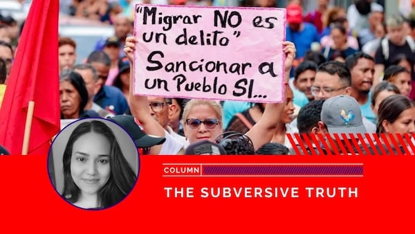 MR Online | Migration is not a crime sanctioning a people is from a protest in Caracas | MR Online