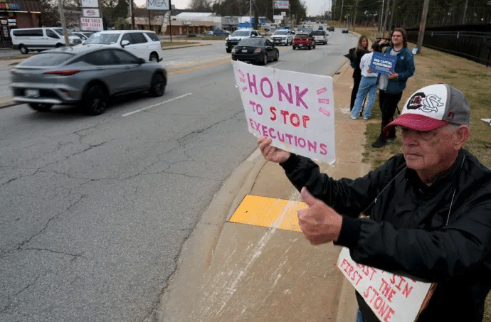 Screenshot 20250624 at 74826 PM | MR Online Protests outside the execution of South Carolina inmate Brad Sigmon on March 7 in Columbia South Carolina Source cnncom