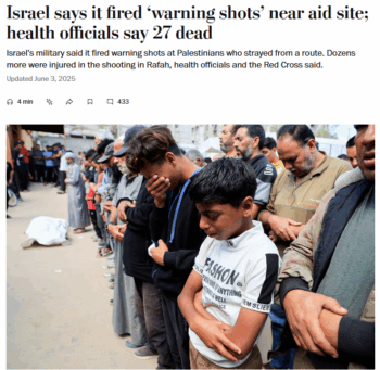 WaPoAidDeaths350x341 | MR Online The Washington Post headline 6225 puts Israels rebuttal ahead of the charge its responding to