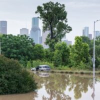 Flooded roads in downtown Houston, 2015. Photo by Elliot Blackburn/Flickr.
