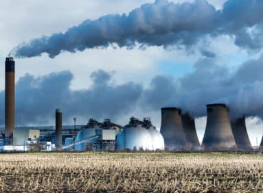 Clouds of emissions pour from Drax Power Station in Yorkshire England NRDC