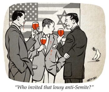 This Mr Fish cartoon Scheer Post 12523 was called antisemitic because in calling attention to the Israeli armys ongoing and very real killing of more than 17000 children it might evoke associations with the false trope used across centuries that Jews killed children in religious rituals
