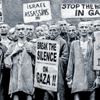 This Mr. Fish cartoon (Scheer Post, 12/31/23) was called antisemitic because it imagined that victims of Nazi genocide were opposed to Israeli genocide.