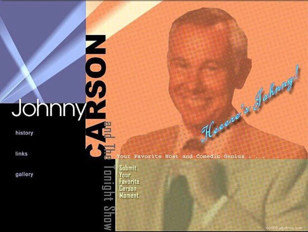 Screenshot of the now defunct CIA run Johnny Carson fan page