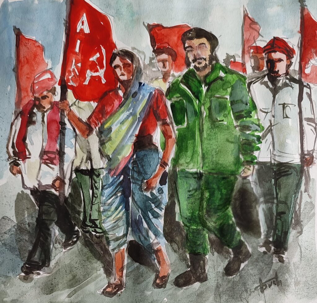Aswath Young Socialist Artists India Marching with the Peasants 2021