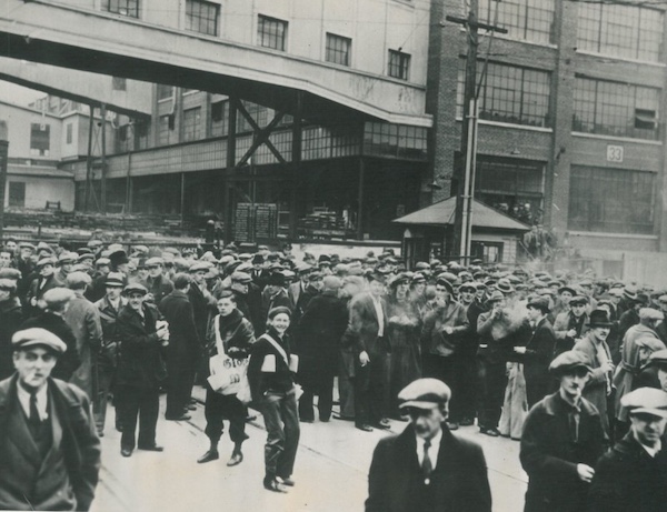 MR Online | A large crowd gathers outside the General Motors plant in Oshawa April 9 1937 The strike was a key moment in the fight for industrial unionism in Canada and a significant event in the history of the United Automobile Workers UAW Photo courtesy the Oshawa Museum | MR Online