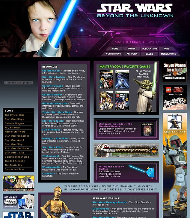 Screenshot of the now defunct CIA run Star Wars fan page