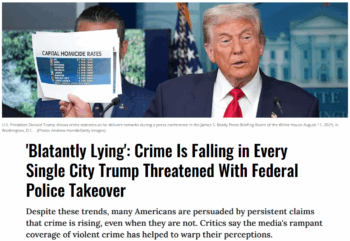 Common Dreams 81225 noted that many Americans are persuaded by persistent claims that crime is rising even when they are not