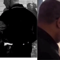 (L)Carl von Ossietzky in concentration camp and Nazi guard (circa 1934) (R)Marwan Barghouti in Israeli prison and Ben-Gvir (August 2025)