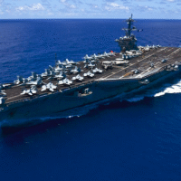 Aircraft carrier USS Carl Vinson (CVN 70) transits the Pacific Ocean.