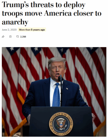 The Washington Post editorial board 6220 had a very different tone when Trump sent National Guard troops to DC in 2020 In enabling his incitement Mr Trumps aides are helping him to push the country closer not to order but to anarchy
