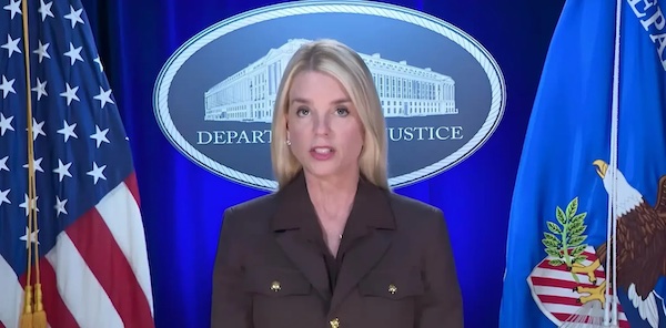  | US Attorney General Pamela Bondi Photo Screenshot of US Department of Justice footage | MR Online