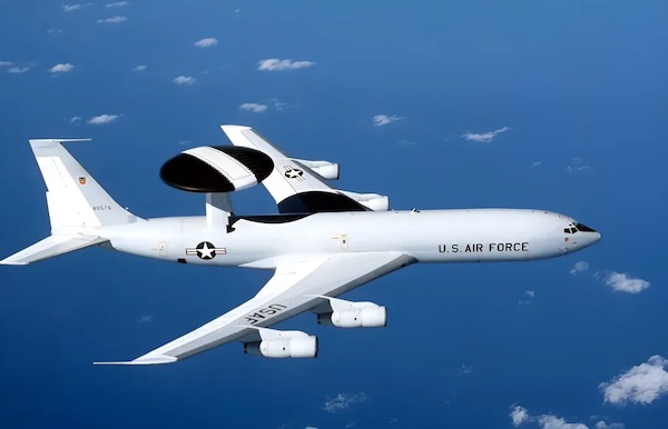 MR Online | A USAF E 3 Sentry An airborne warning and control system aircraft that provides all weather surveillance command control and communications needed by commanders of US and NATO Photo USAFFile photo | MR Online