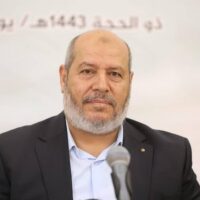 SENIOR HAMAS LEADER KHALIL AL-HAYYA AT A CONFERENCE IN GAZA CITY, JULY 28, 2022. (PHOTO: ASHRAF AMRA/APA IMAGES)