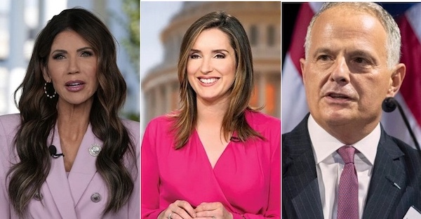 MR Online | from left Homeland Security Secretary Kristi Noem Face the Nation host Margaret Brennan CBS News ombud Kenneth Weinstein | MR Online