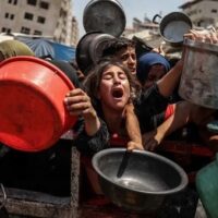 Palestinians in Gaza, 2025. X/ @mhdksafa