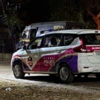 A police car at the TISS Mumbai campus on the evening of October 13, 2025. Photo by arrangement.