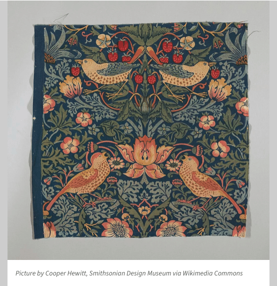 Figure 5: A picture of a piece of fabric with the Strawberry Thief print.