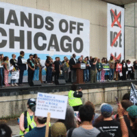 Brandon Johnson speaks to a massive crowd of a quarter million at Chicago’s “No Kings Protest.”