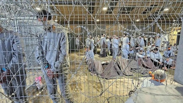 Palestinian prisoners photographed at the notorious Sde Teiman detention facility in December 2023.