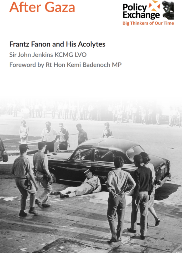 Western imperialism has actively sponsored an Israeli settler-colonial genocide that has killed at least 70,000 Palestinians as of December 2025. Yet the imperialist authors of this Policy Exchange document obsess over the alleged propensity for violence of the left and of Frantz Fanon—an exercise in outright lies and political slander.