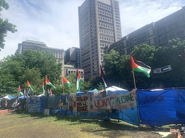 McGill University pro-Palestinian encampment. Photo by WikiFouf/Wikimedia Commons.