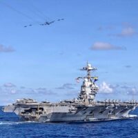US naval and air power deployed in the western Atlantic, November 13, 2025, as Washington increases pressure on Venezuela.