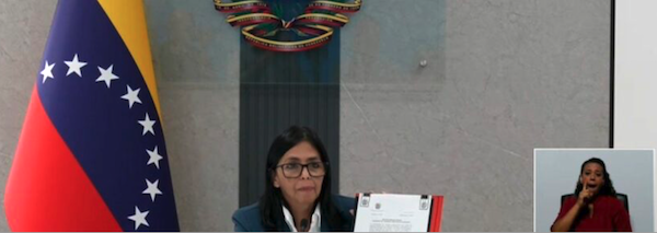 MR Online   Venezuelan Vice President Delcy Rodríguez addressing the nation on January 3 2026 following the news of the US abducting President Nicolás Maduro Photo Screenshots from publicly broadcast video footage   MR Online