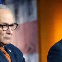 U.S. Senate Minority Leader Chuck Schumer (D-NY) and House Minority Leader Hakeem Jeffries (D-NY) hold a press conference on Capitol Hill in Washington, DC, on January 8, 2026. (Photo by Saul Loeb/AFP via Getty Images)