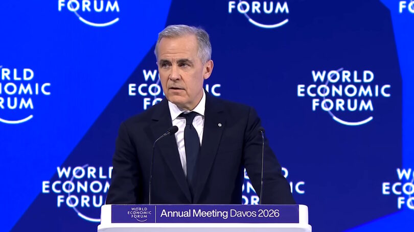 Mark Carney speaks at the World Economic Forum Annual Meeting, Davos, Switzerland, 2026.