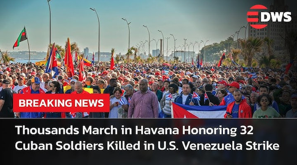 MR Online   Hundreds of thousands march in Havana to honor 32 Cuban combatants killed in the Jan 3 US assault on Caracas as Washington escalates an energy blockade aimed at cutting Cubas fuel supply   MR Online