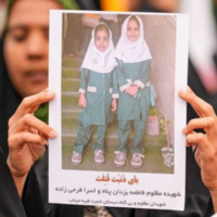 A photo of children at the funeral for students killed by the U.S./Israeli bombing in Minab, Iran. Image: Anadolu